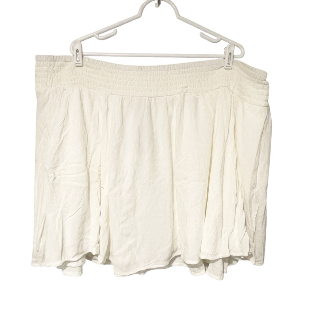 Torrid Plus Size 5X White Elastic‎ Waist Pockets Flowy Skirt NEW